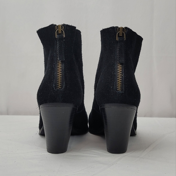 Tesori Black Suede Leather Block Heels Annkle Boots size 7.5 - Picture 3 of 7